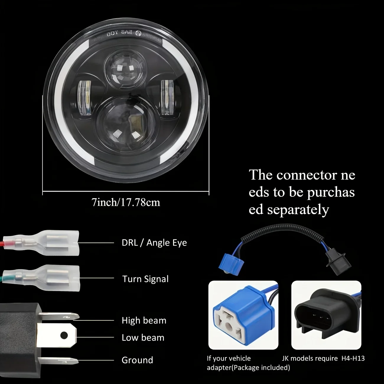 TCYATO 50W 7-Inch 17.78 cm LED - đánh giá và giá Universal Motorcycle Led Headlight Projector